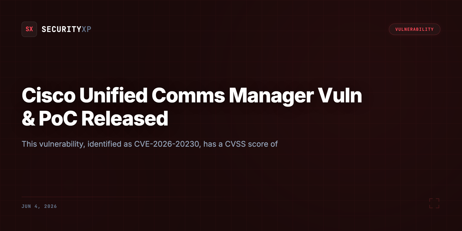 Cisco Unified Comms Manager Vuln & PoC Released Code